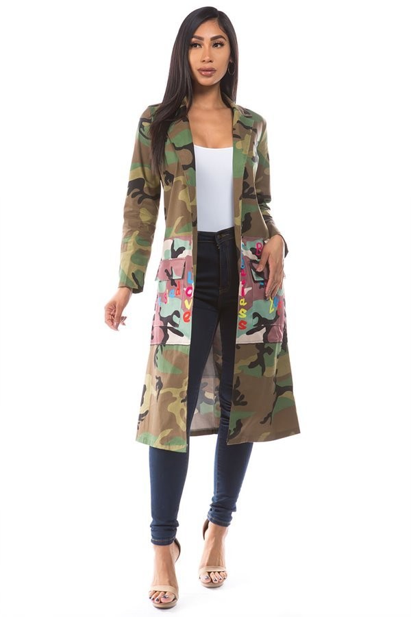 Camouflage hot sale duster coat